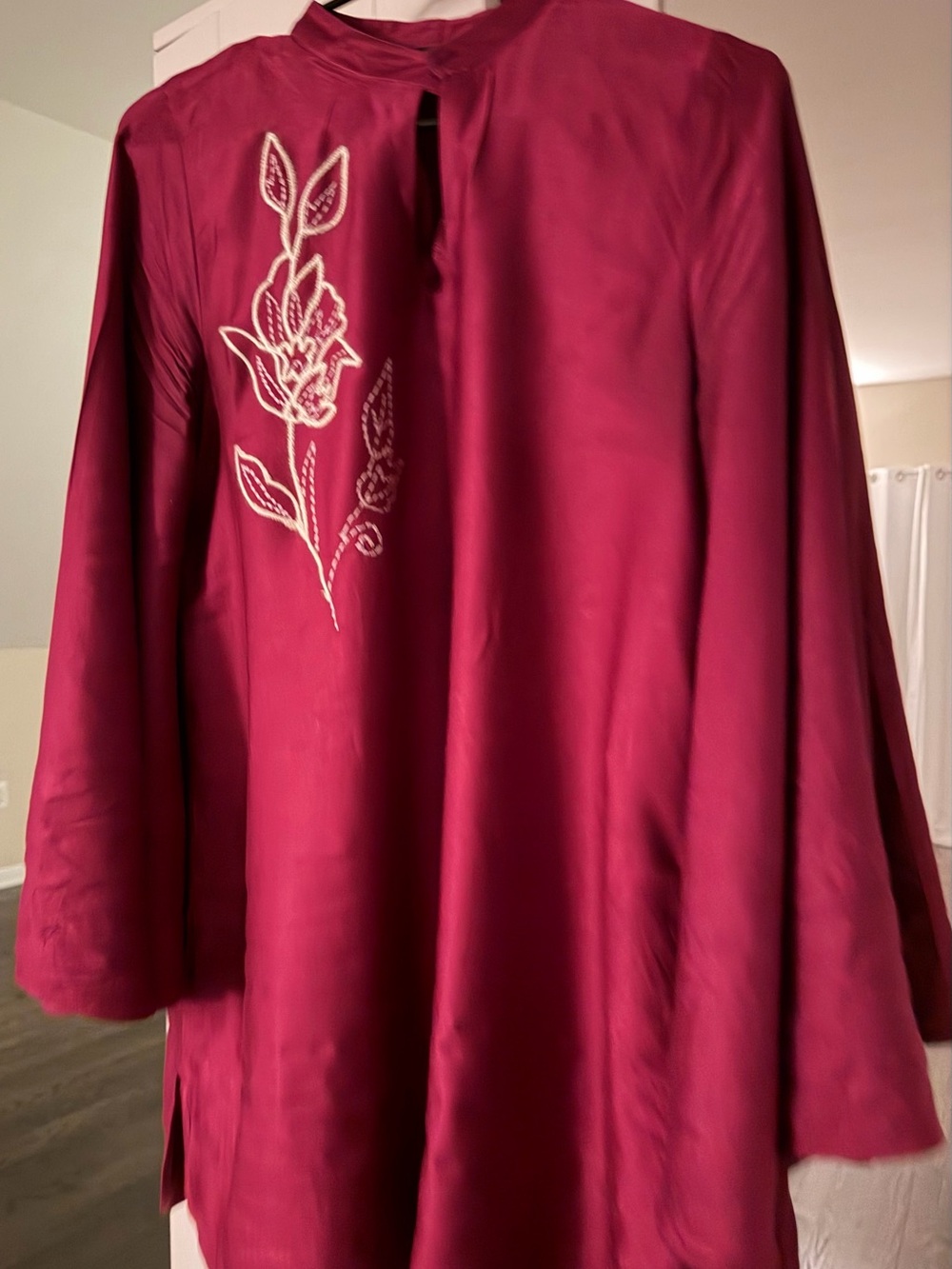 Embroidered Magenta Tunic Top